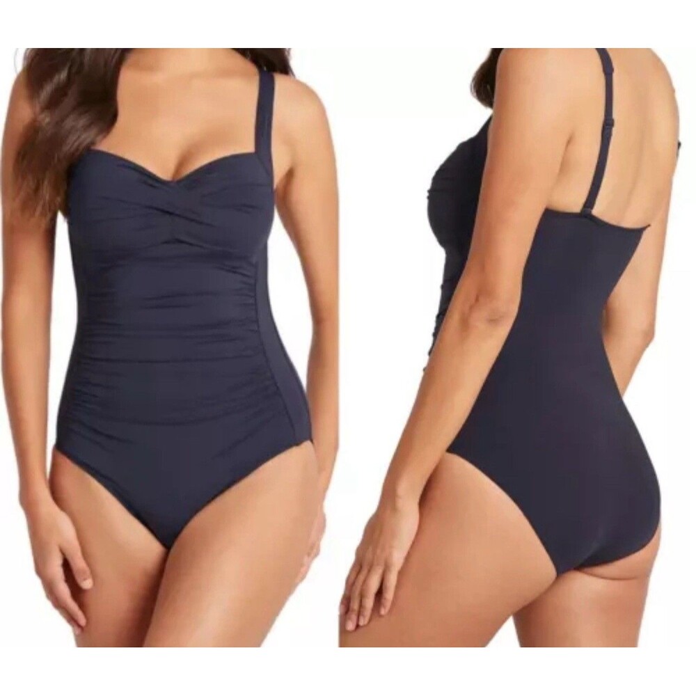 Sea Level Australia One Piece Swimsuit Navy  Size 14 Runched